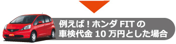 例えば！ホンダFITの車検代金10万円とした場合